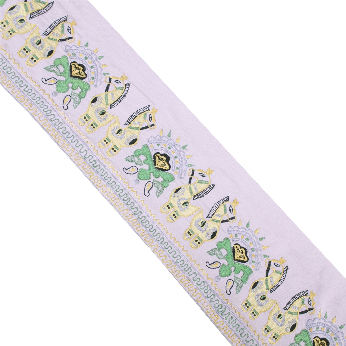 Sanskriti Vintage Sari Border Embroidered Peacock Patch Work 1YD Trim Lilac Lace