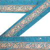 Sanskriti Vintage Sari Border Hand Beaded Zardozi 1 YD Trim Blue Pure Satin Lace