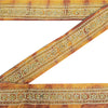 Sanskriti Vintage Sari Border Hand Beaded Zardozi 1 YD Trim Red & Yellow Lace
