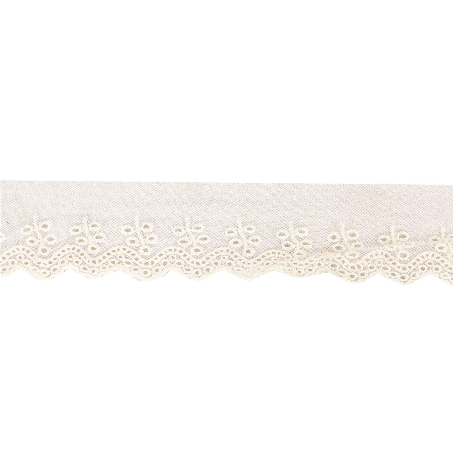 Sanskriti Vintage Sari Border Embroidered 1 YD Trim White Net Mesh Lace Robbin