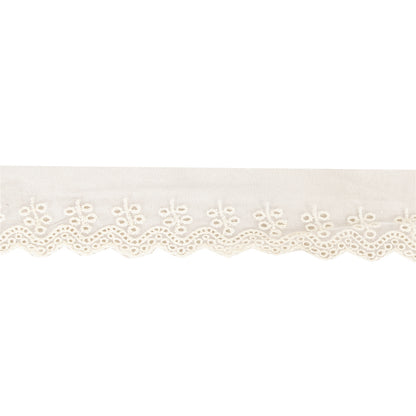 Sanskriti Vintage Sari Border Embroidered 1 YD Trim White Net Mesh Lace Robbin