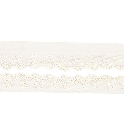 Sanskriti Vintage Sari Border Embroidered 1 YD Trim White Net Mesh Lace Robbin