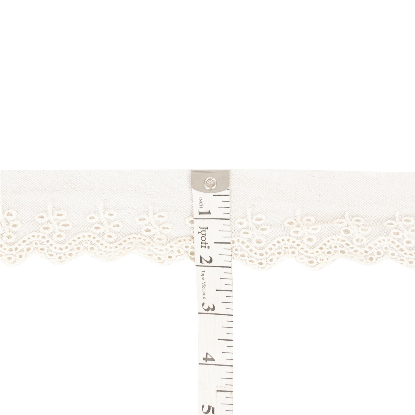 Sanskriti Vintage Sari Border Embroidered 1 YD Trim White Net Mesh Lace Robbin