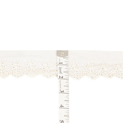 Sanskriti Vintage Sari Border Embroidered 1 YD Trim White Net Mesh Lace Robbin