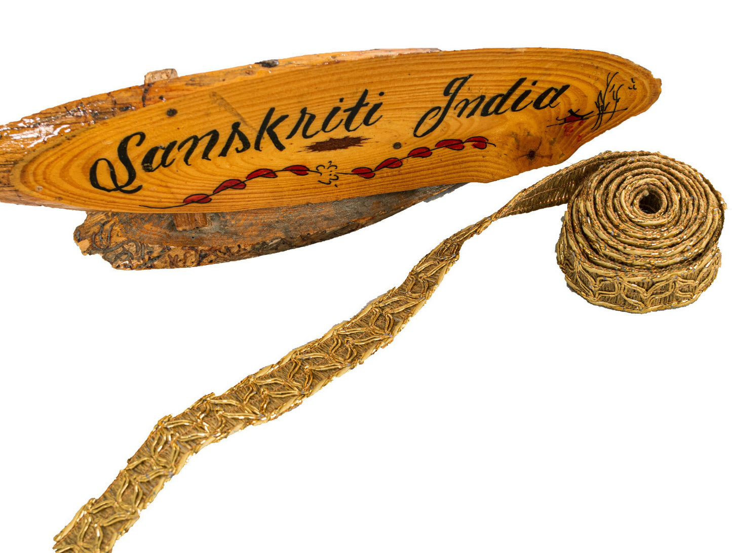 Sanskriti Vintage Craft Trims 1YD Saree/Sari Border Golden Thread Ribbon Lace