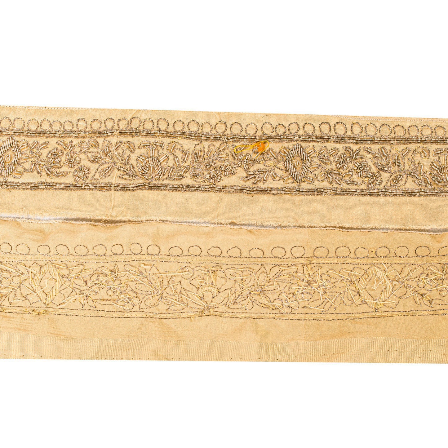 Sanskriti Vintage Craft Trims 1YD Saree Border Cream Hand EmbroideryZardozi Lace