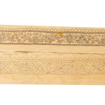 Sanskriti Vintage Craft Trims 1YD Saree Border Cream Hand EmbroideryZardozi Lace