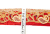 Sanskriti Vintage Red Embroidered Saree Border Trim 1YD Craft Lace 2.7"W Silk