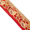 Sanskriti Vintage Red Embroidered Saree Border Trim 1YD Craft Lace 2.7"W Silk
