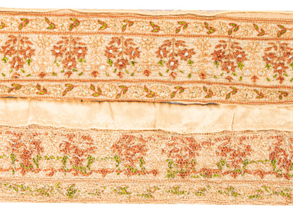 Sanskriti Vintage Craft Trims 1YD Saree Border Peach Hand Beaded Aari Work Lace