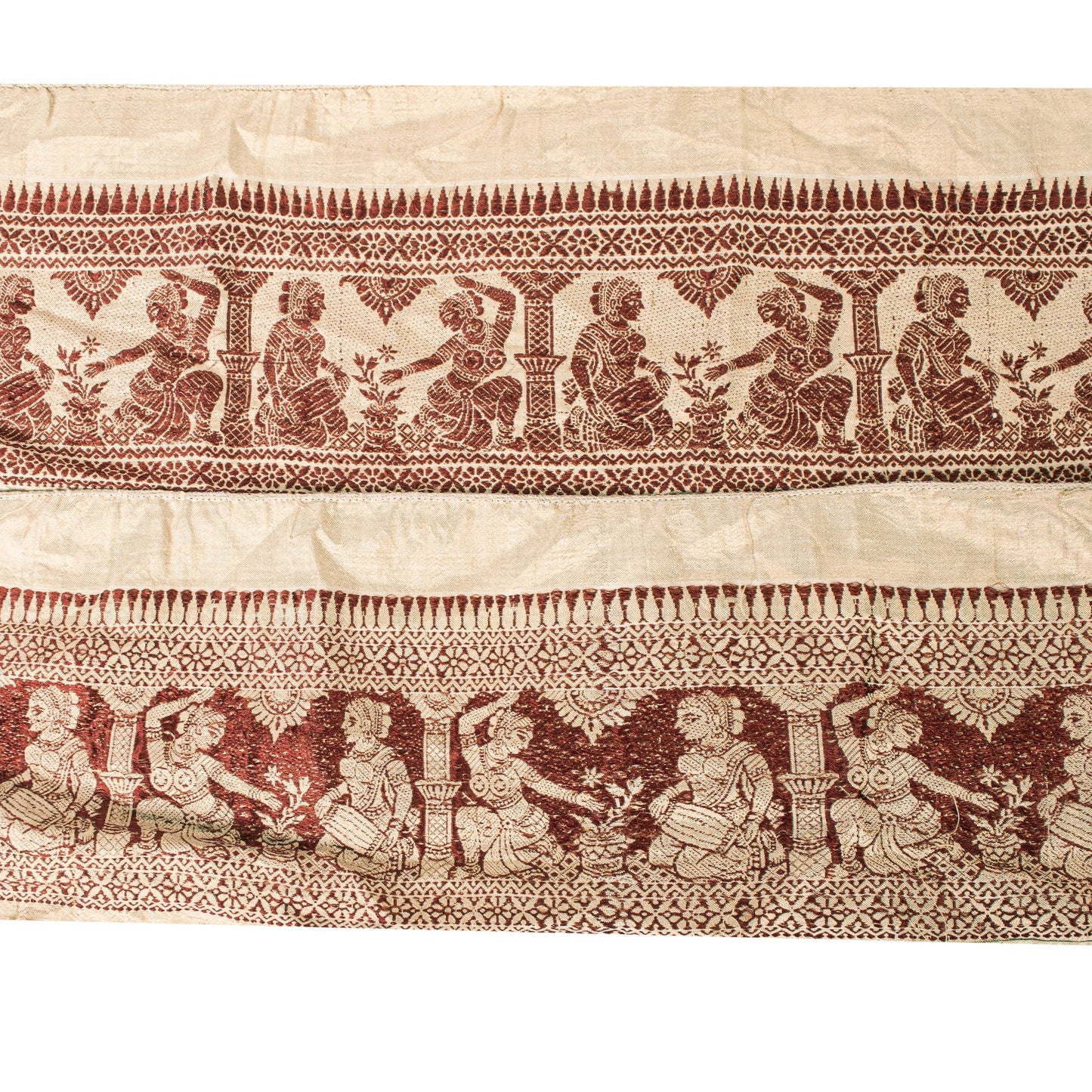 Sanskriti Vintage Cream Saree Border Baluchari Hand Woven Trim 1YD Silk Lace 5"
