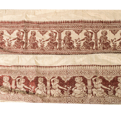 Sanskriti Vintage Cream Saree Border Baluchari Hand Woven Trim 1YD Silk Lace 5"