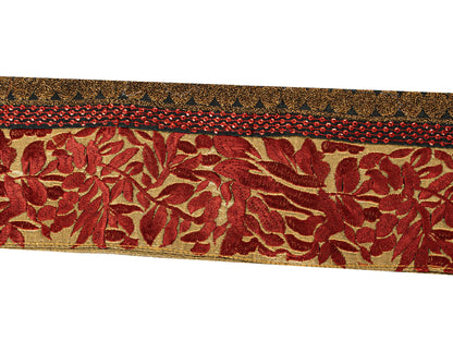 Sanskriti Vintage Golden Saree Border Embroidered Trim 1YD Craft Silk Lace 4.1"W