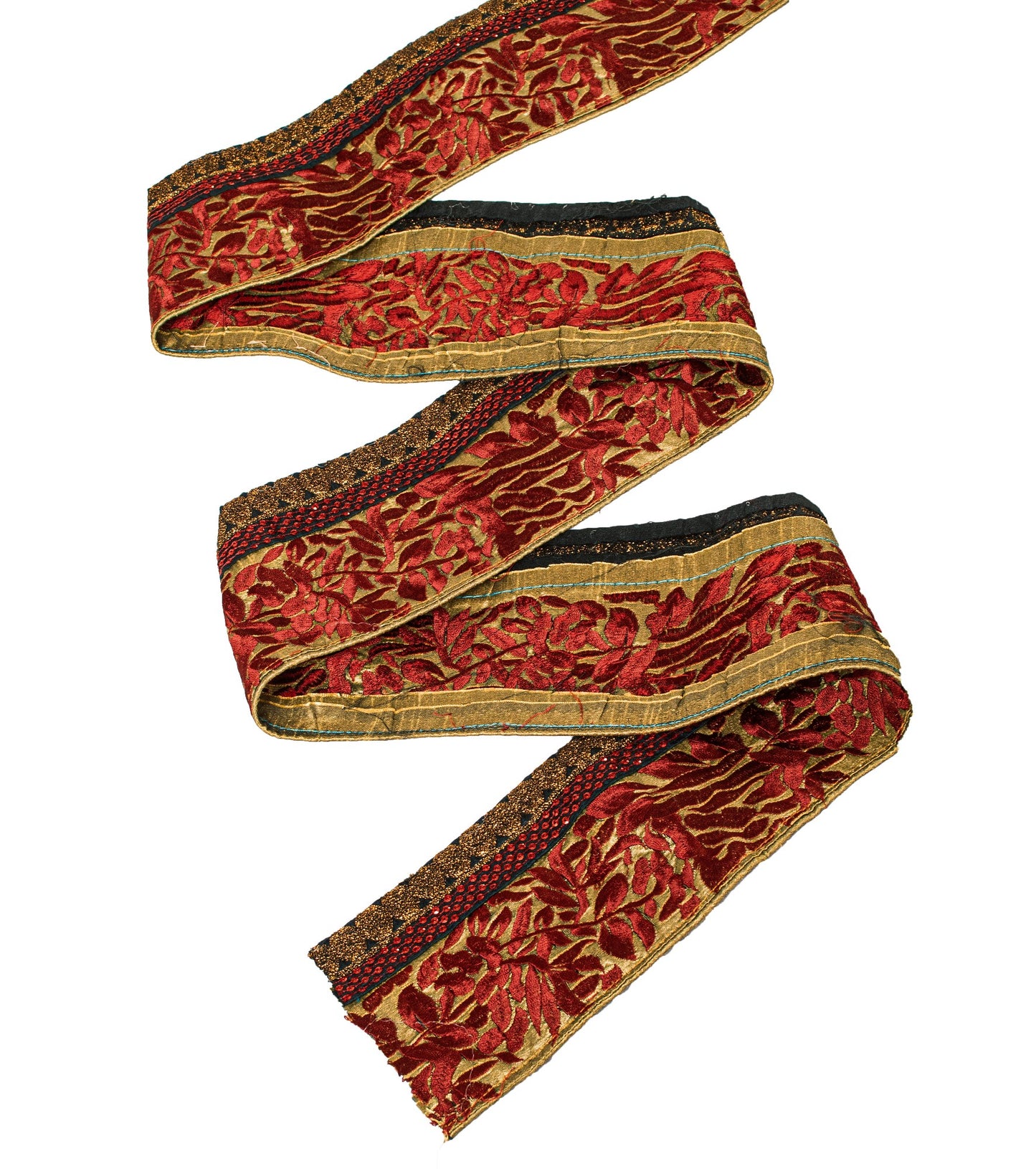 Sanskriti Vintage Golden Saree Border Embroidered Trim 1YD Craft Silk Lace 4.1"W