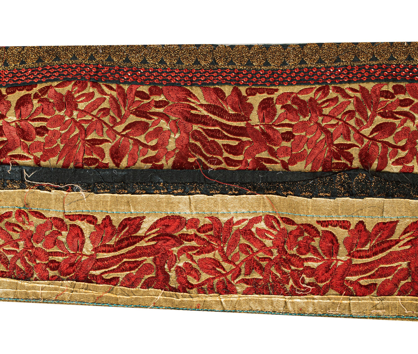 Sanskriti Vintage Golden Saree Border Embroidered Trim 1YD Craft Silk Lace 4.1"W