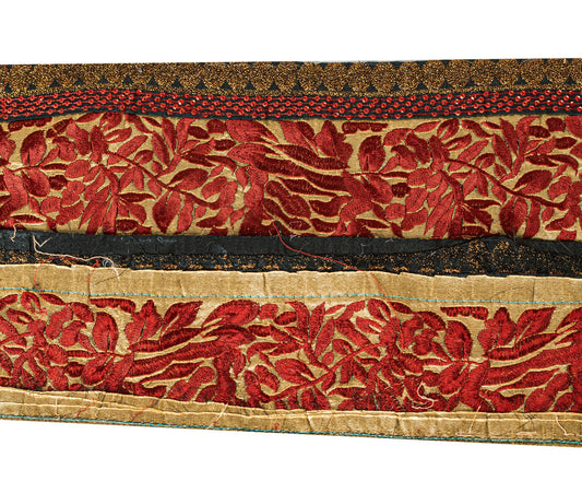 Sanskriti Vintage Golden Saree Border Embroidered Trim 1YD Craft Silk Lace 4.1"W