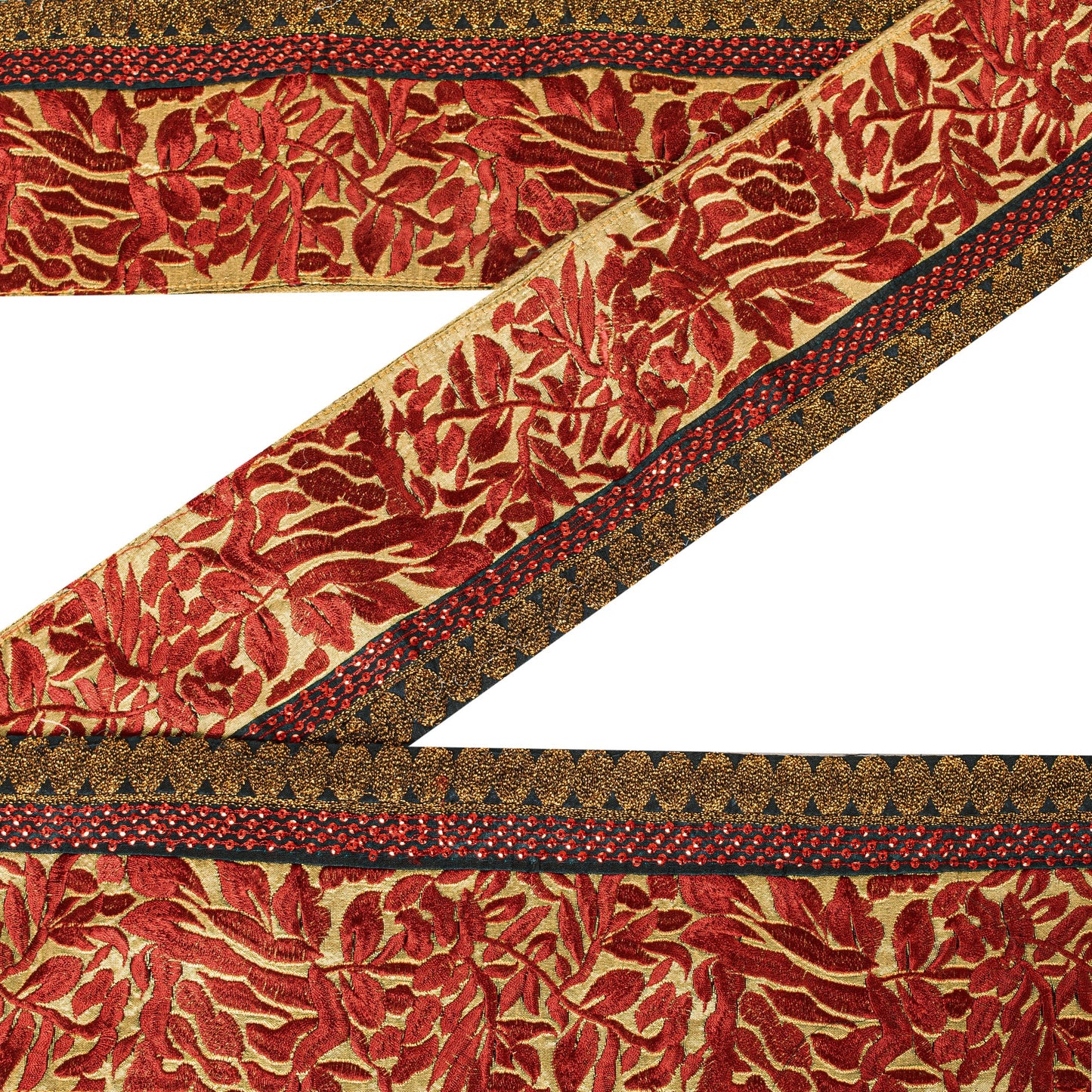 Sanskriti Vintage Golden Saree Border Embroidered Trim 1YD Craft Silk Lace 4.1"W