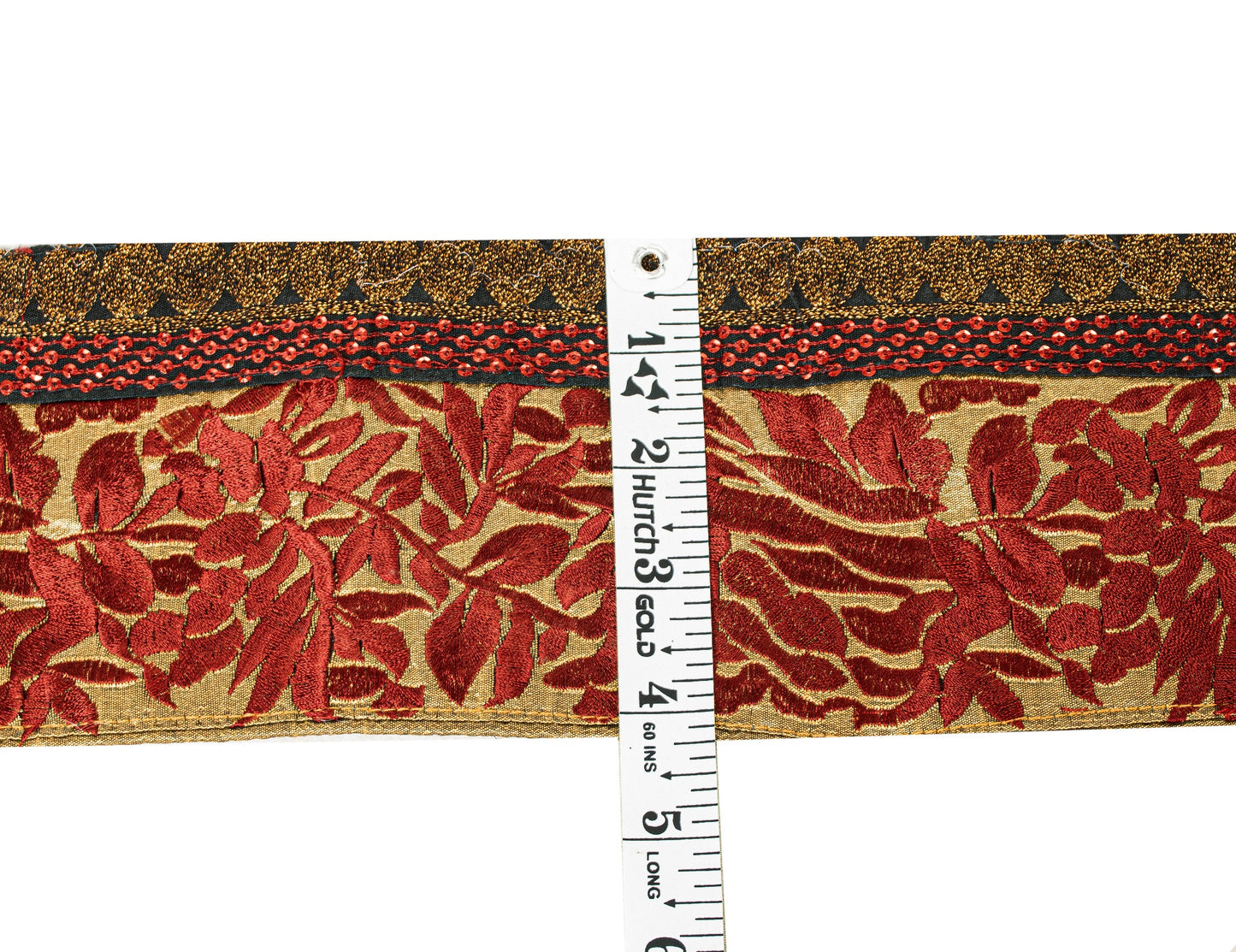 Sanskriti Vintage Golden Saree Border Embroidered Trim 1YD Craft Silk Lace 4.1"W