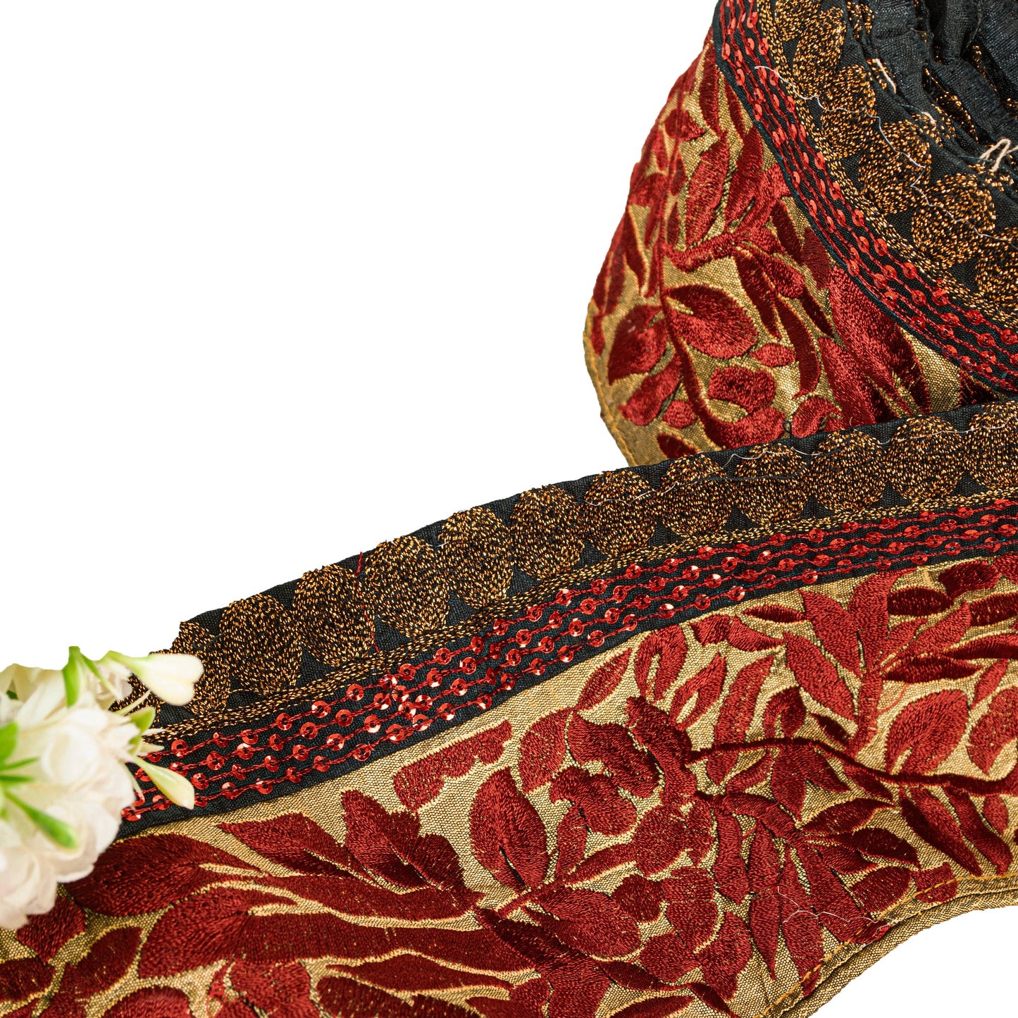 Sanskriti Vintage Golden Saree Border Embroidered Trim 1YD Craft Silk Lace 4.1"W