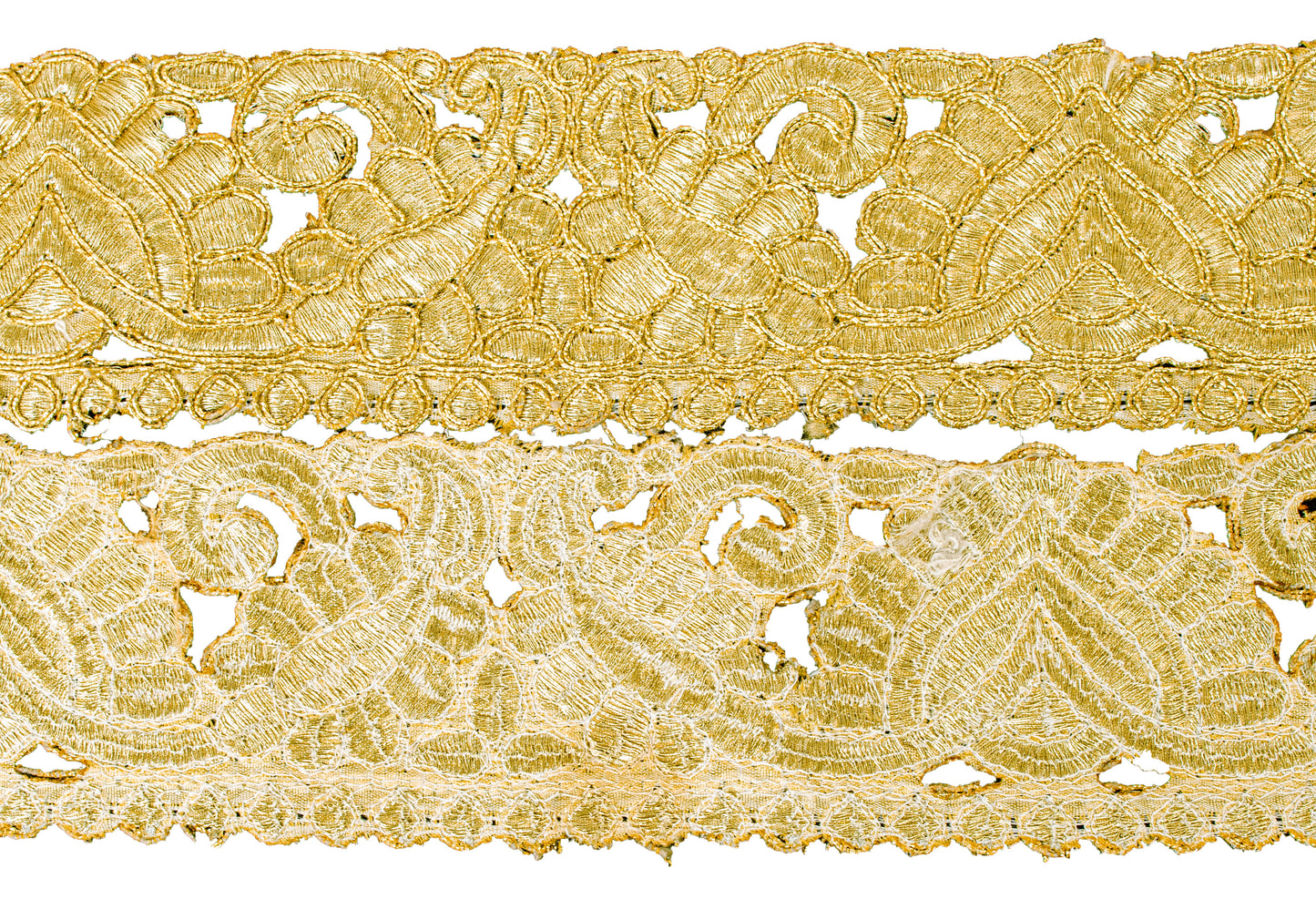 Sanskriti Vintage Craft Trims 1YD Saree Border Golden Hand Beaded Zardozi Lace