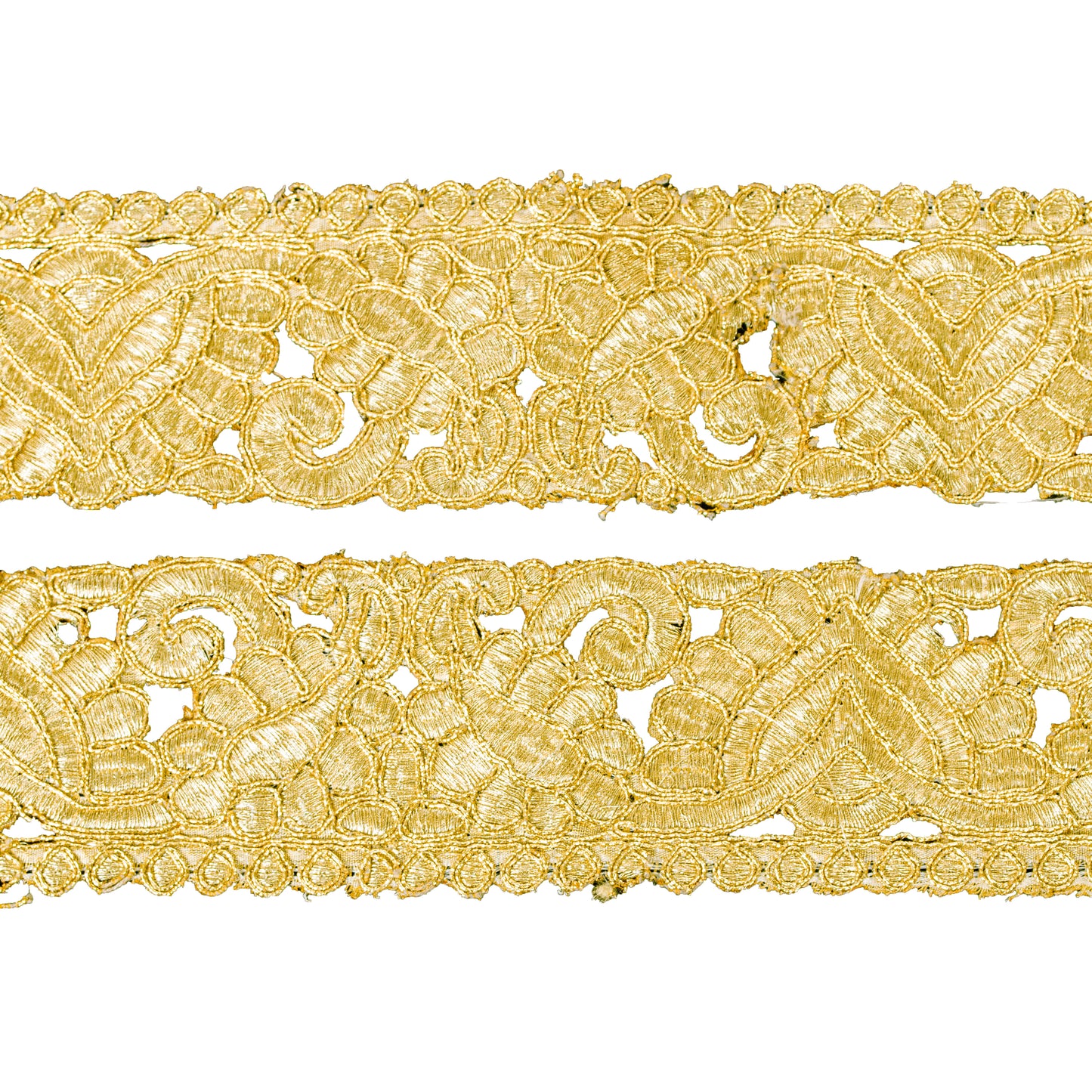 Sanskriti Vintage Craft Trims 1YD Saree Border Golden Hand Beaded Zardozi Lace