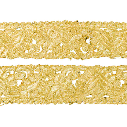 Sanskriti Vintage Craft Trims 1YD Saree Border Golden Hand Beaded Zardozi Lace