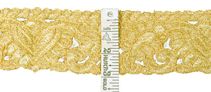 Sanskriti Vintage Craft Trims 1YD Saree Border Golden Hand Beaded Zardozi Lace