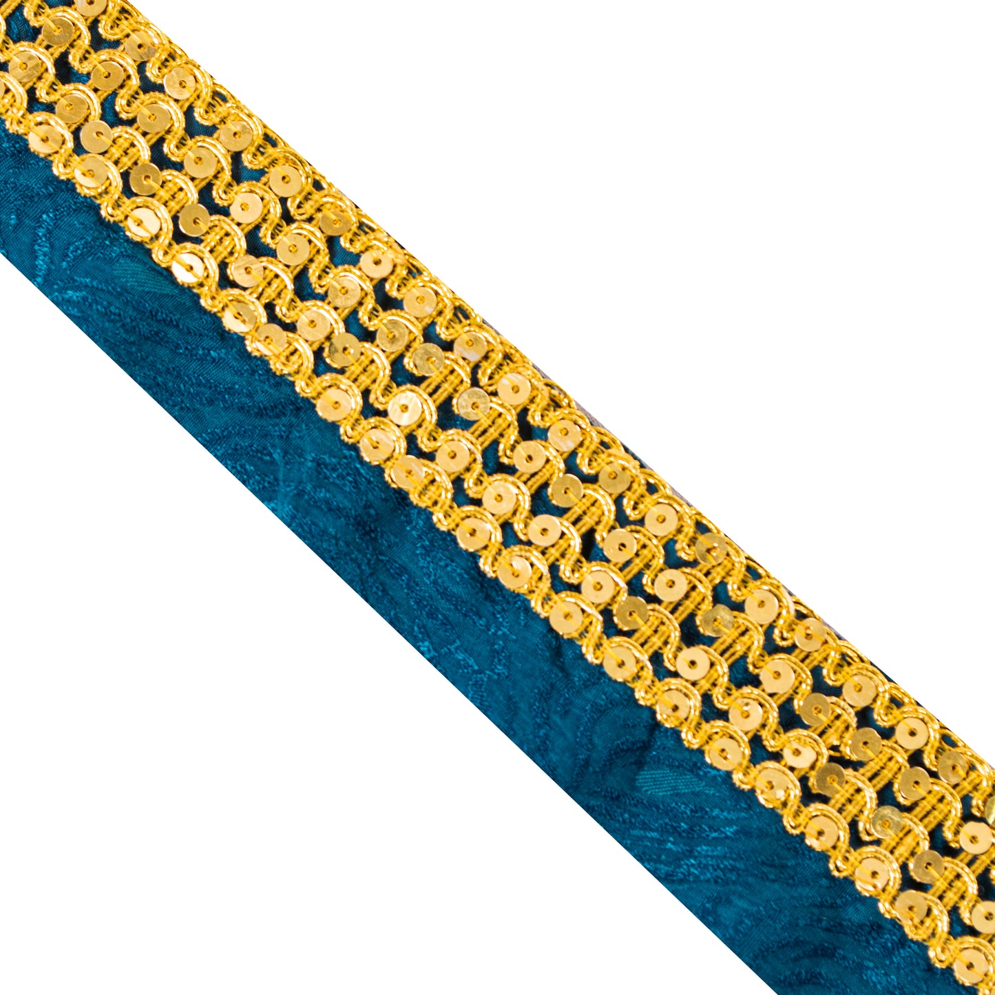 Sanskriti Vintage Craft Trims 1YD Saree Border Blue Embroidered Sequins 1.5"Lace
