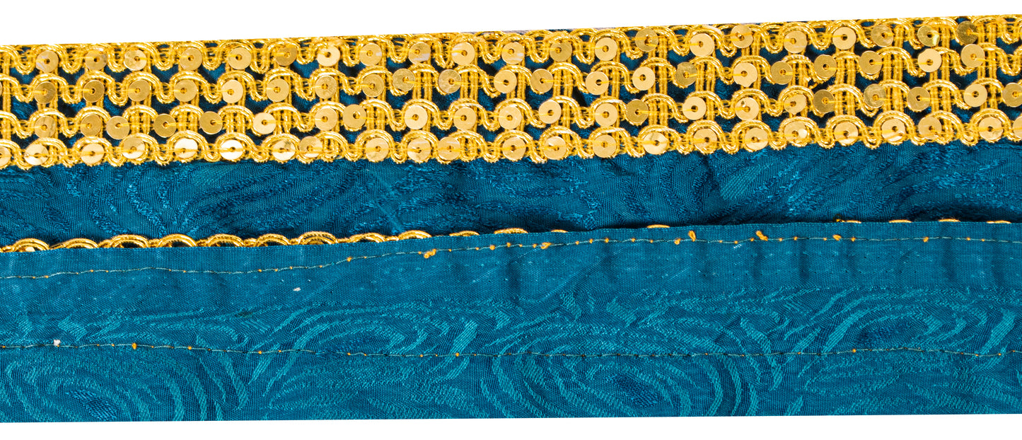 Sanskriti Vintage Craft Trims 1YD Saree Border Blue Embroidered Sequins 1.5"Lace