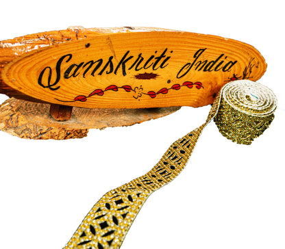 Sanskriti Vintage Craft Trims 1YD Saree Border Yellow Thread Woven Pesting Lace