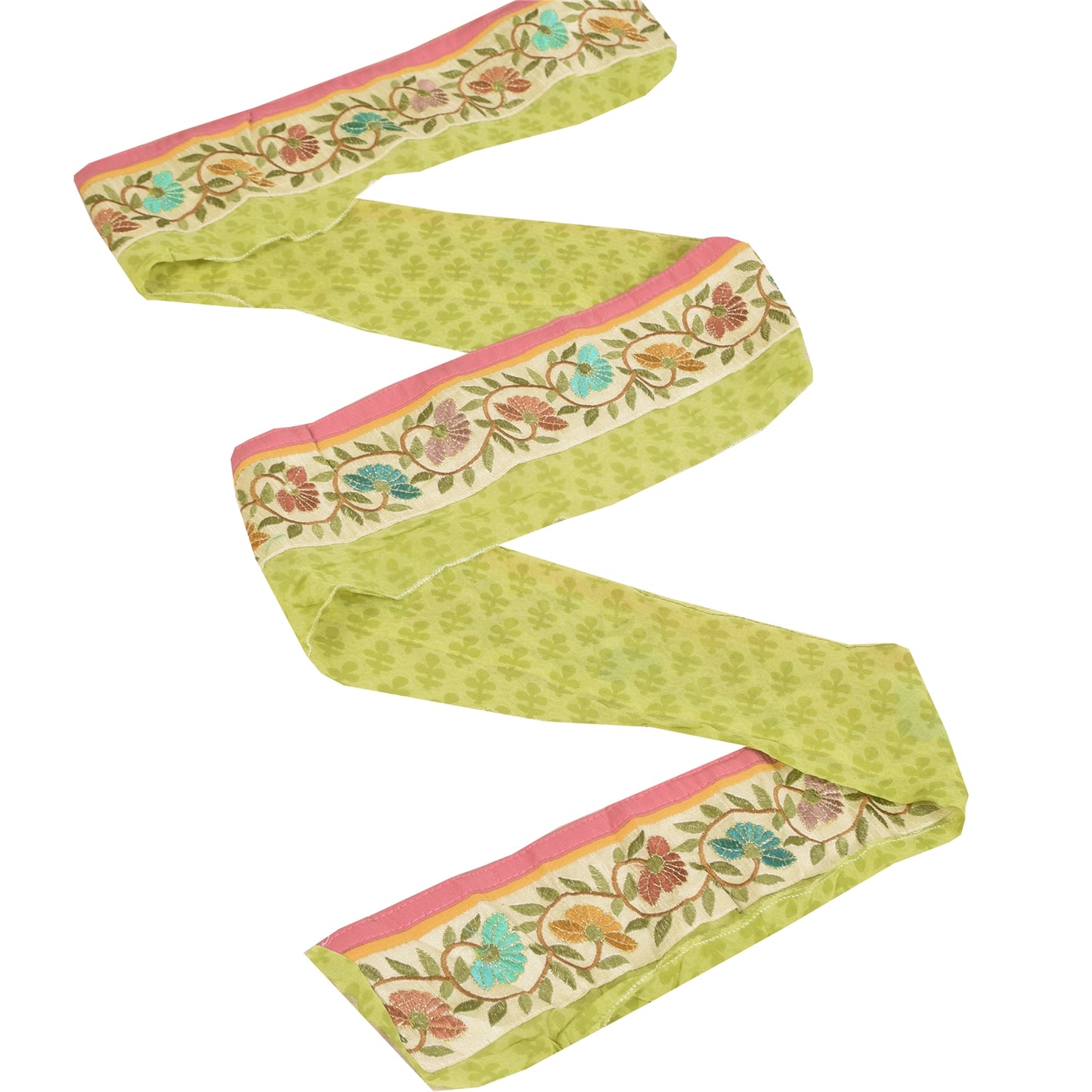 Sanskriti Vintage 1 Yd Sari Border Embroidered Craft Trim Lace 3"W Floral Cream