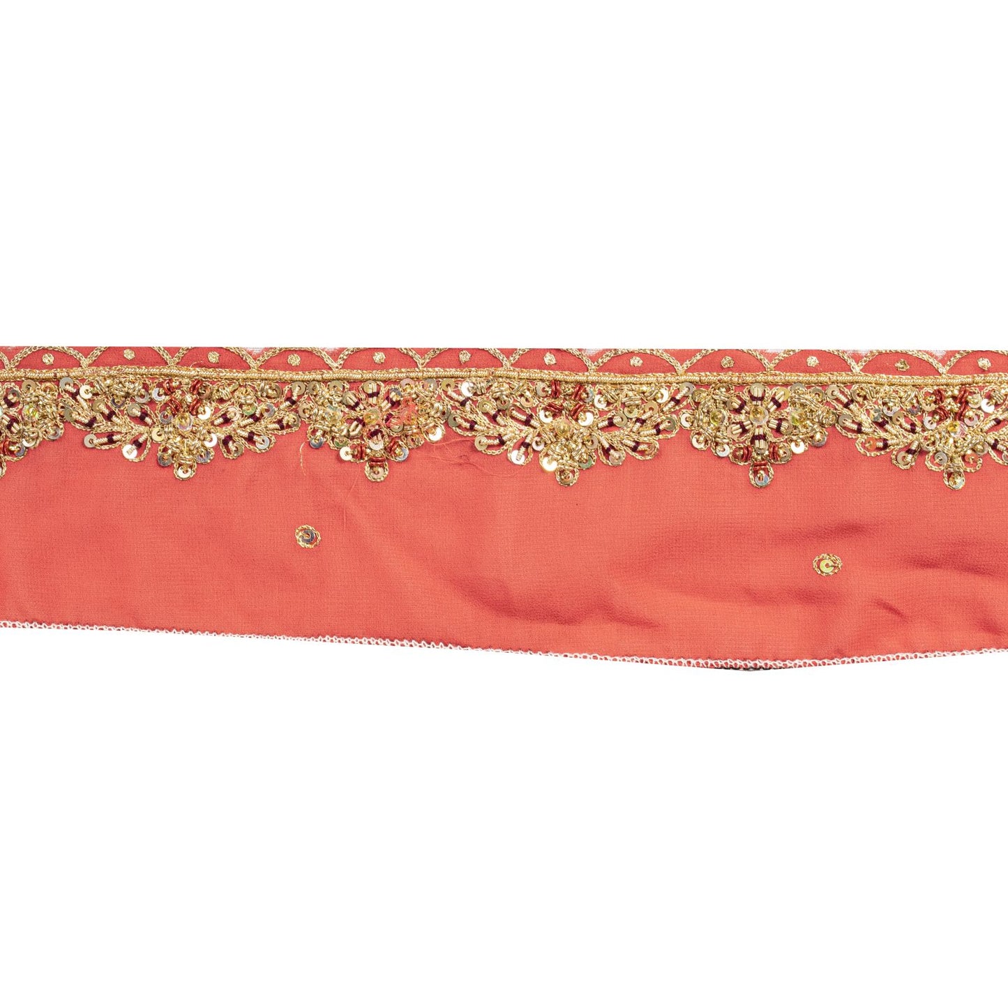 Sanskriti Vintage Pink Silk 1 YD Sari Border Craft Trim Hand Embroidered Zardozi