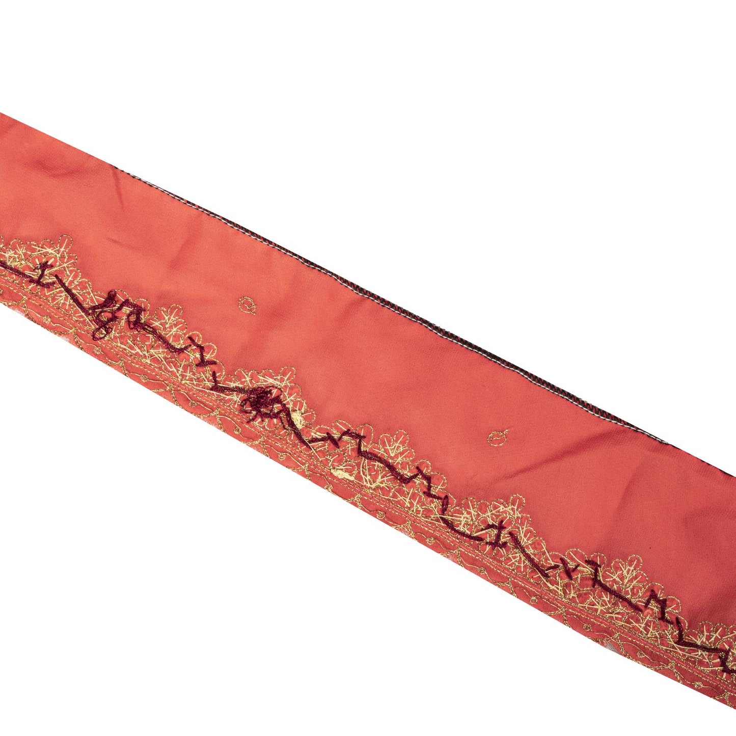 Sanskriti Vintage Pink Silk 1 YD Sari Border Craft Trim Hand Embroidered Zardozi