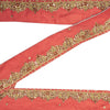 Sanskriti Vintage Pink Silk 1 YD Sari Border Craft Trim Hand Embroidered Zardozi