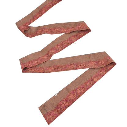 SANSKRITI VINTAGE SARI BORDER HAND BEADED CRAFT TRIMS LACE 4W ZARI FLORAL GREEN