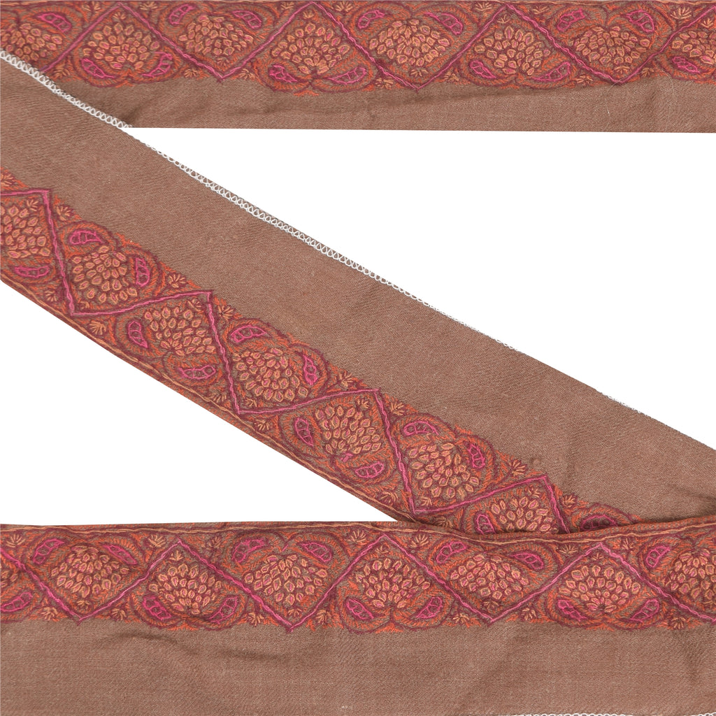 SANSKRITI VINTAGE SARI BORDER HAND BEADED CRAFT TRIMS LACE 4W ZARI FLORAL GREEN