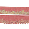 SANSKRITI VINTAGE SARI BORDER HAND BEADED ZARI CRAFT TRIMS LACE 1YD FLORAL PINK