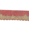 SANSKRITI VINTAGE SARI BORDER HAND BEADED ZARI CRAFT TRIMS LACE 1YD FLORAL PINK
