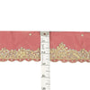 SANSKRITI VINTAGE SARI BORDER HAND BEADED ZARI CRAFT TRIMS LACE 1YD FLORAL PINK