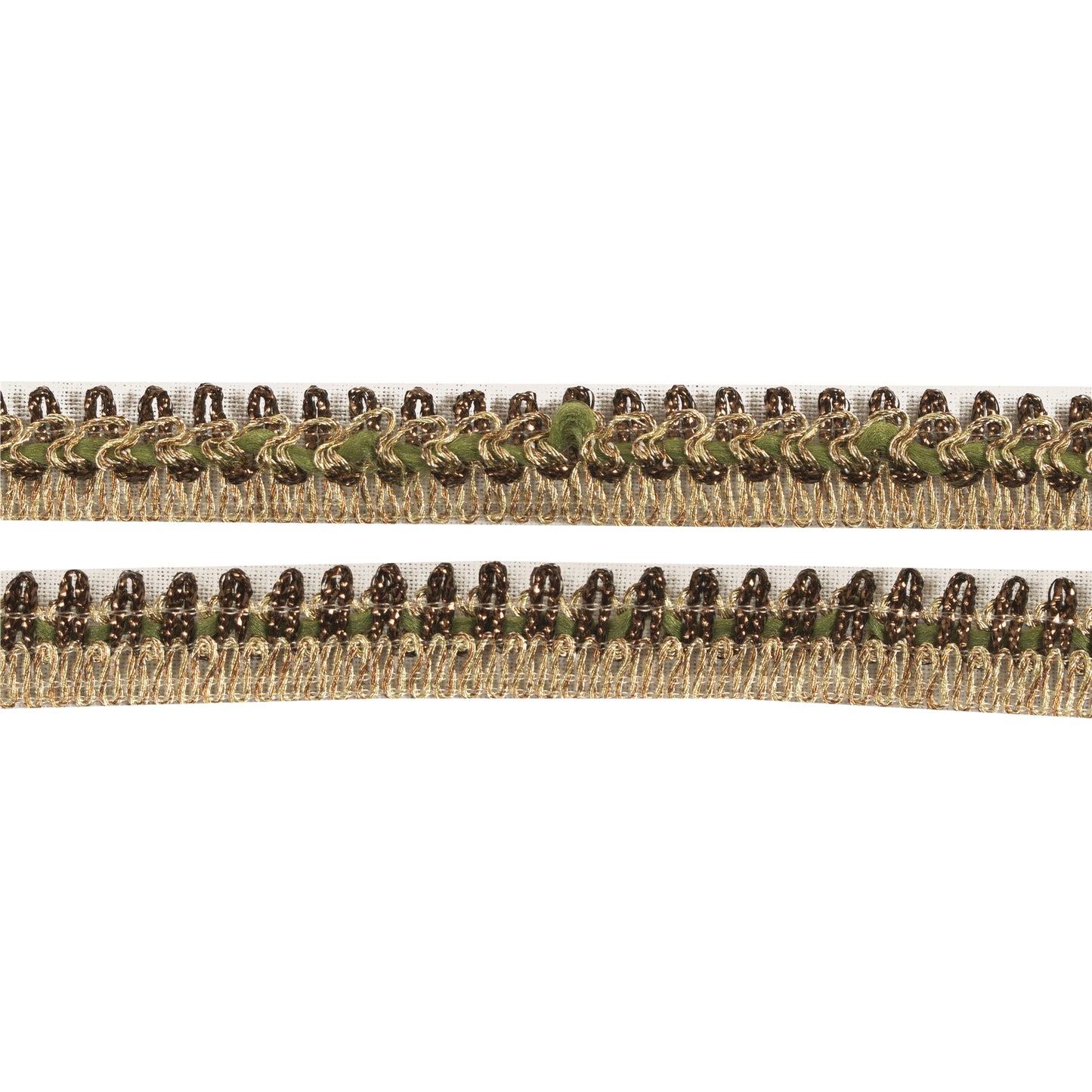 Sanskriti New Border Embroidered Craft Lace 1 YD Ribbon Golden & Green Ribbon