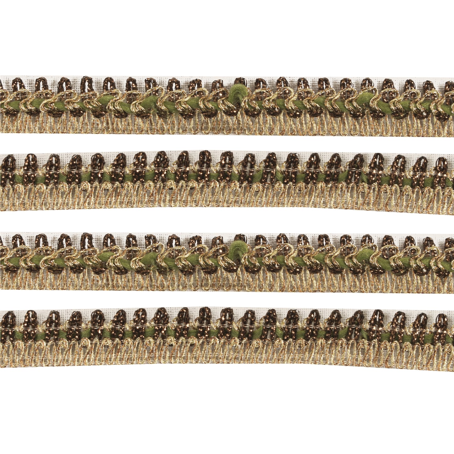 Sanskriti New Border Embroidered Craft Lace 1 YD Ribbon Golden & Green Ribbon