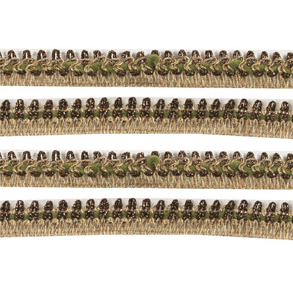 Sanskriti New Border Embroidered Craft Lace 1 YD Ribbon Golden & Green Ribbon