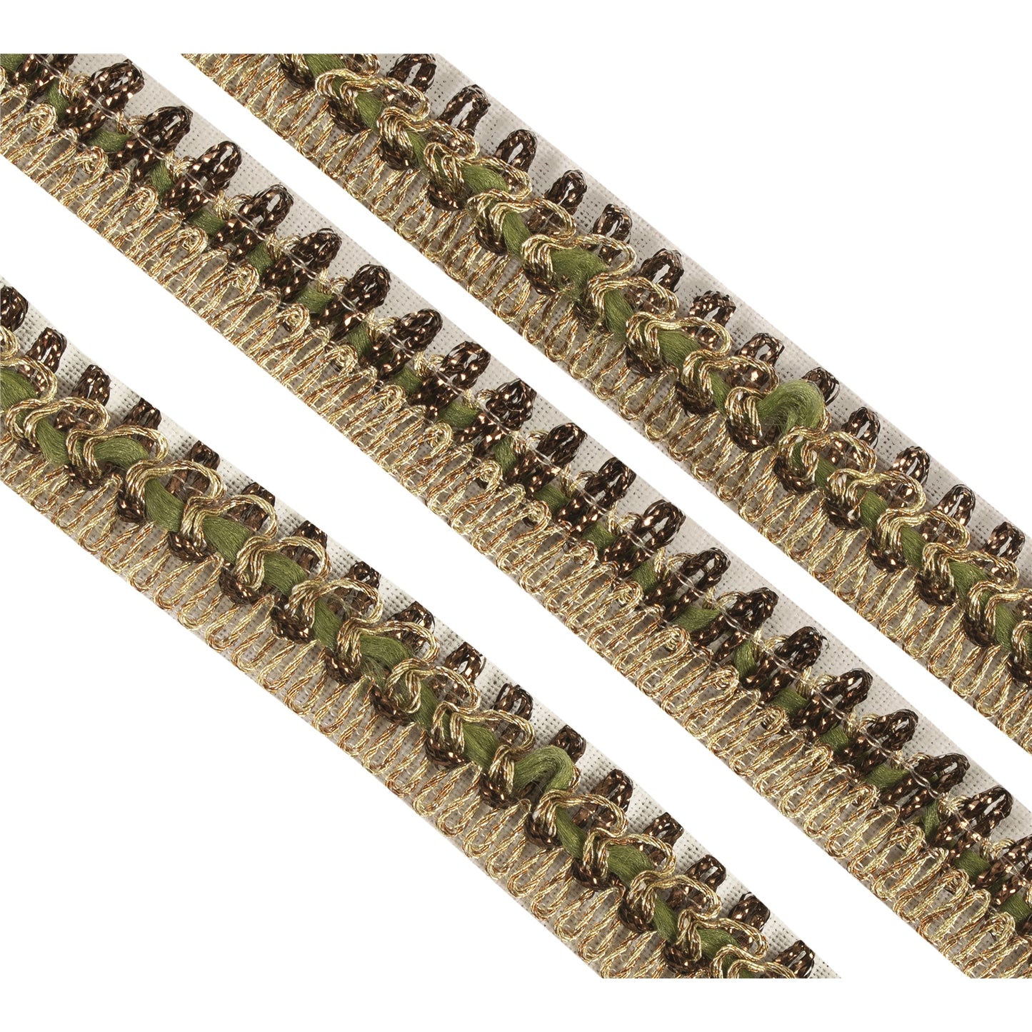 Sanskriti New Border Embroidered Craft Lace 1 YD Ribbon Golden & Green Ribbon