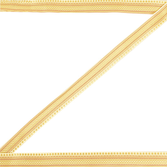 Sanskriti Vintage 1 YD Sari Border Floral Woven Trim Sewing Craft Yellow Lace