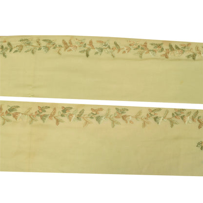 Sanskriti Vintage Sari Border Hand Beaded Craft Trims Lace 1 YD Green Ribbon
