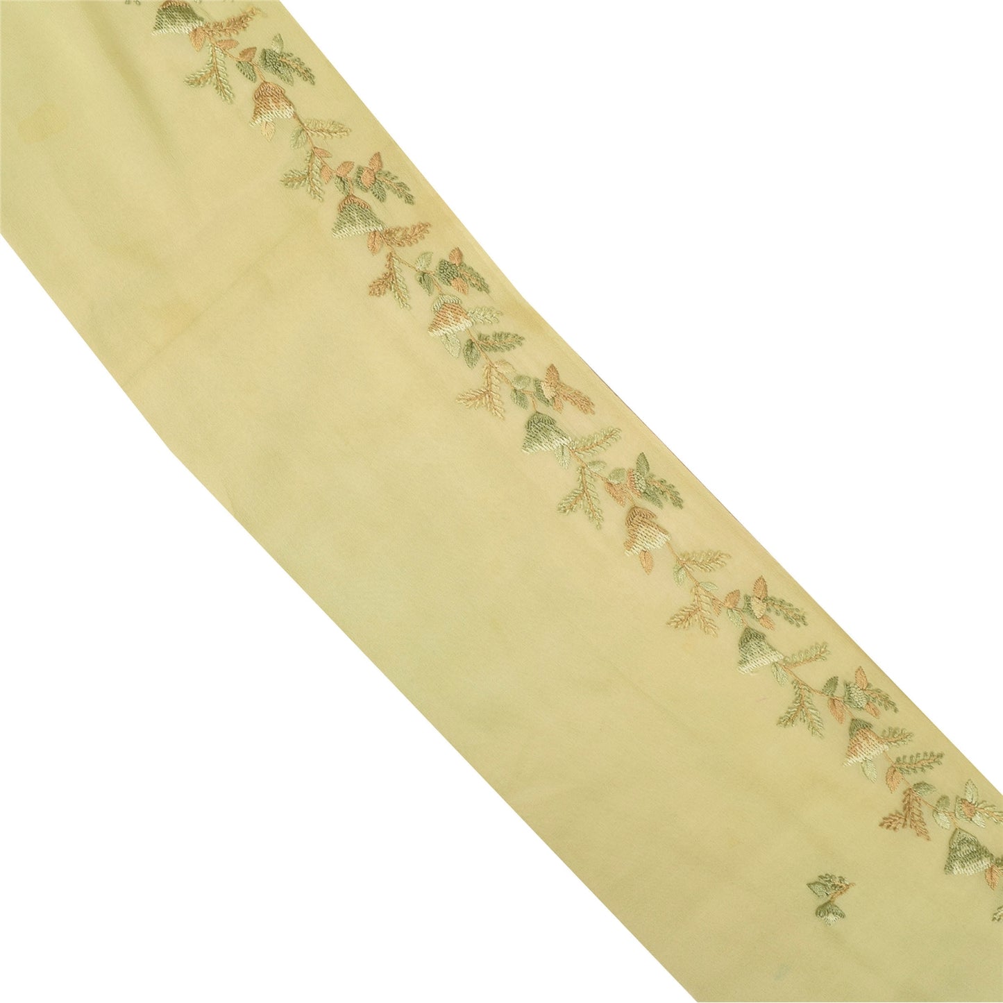 Sanskriti Vintage Sari Border Hand Beaded Craft Trims Lace 1 YD Green Ribbon