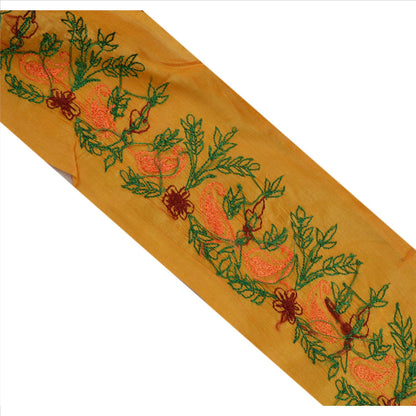 Sanskriti Vintage Sari Border Embroidered 1Yd Indian Trim Sewing Saffron Lace