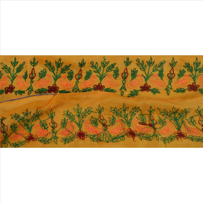Sanskriti Vintage Sari Border Embroidered 1Yd Indian Trim Sewing Saffron Lace