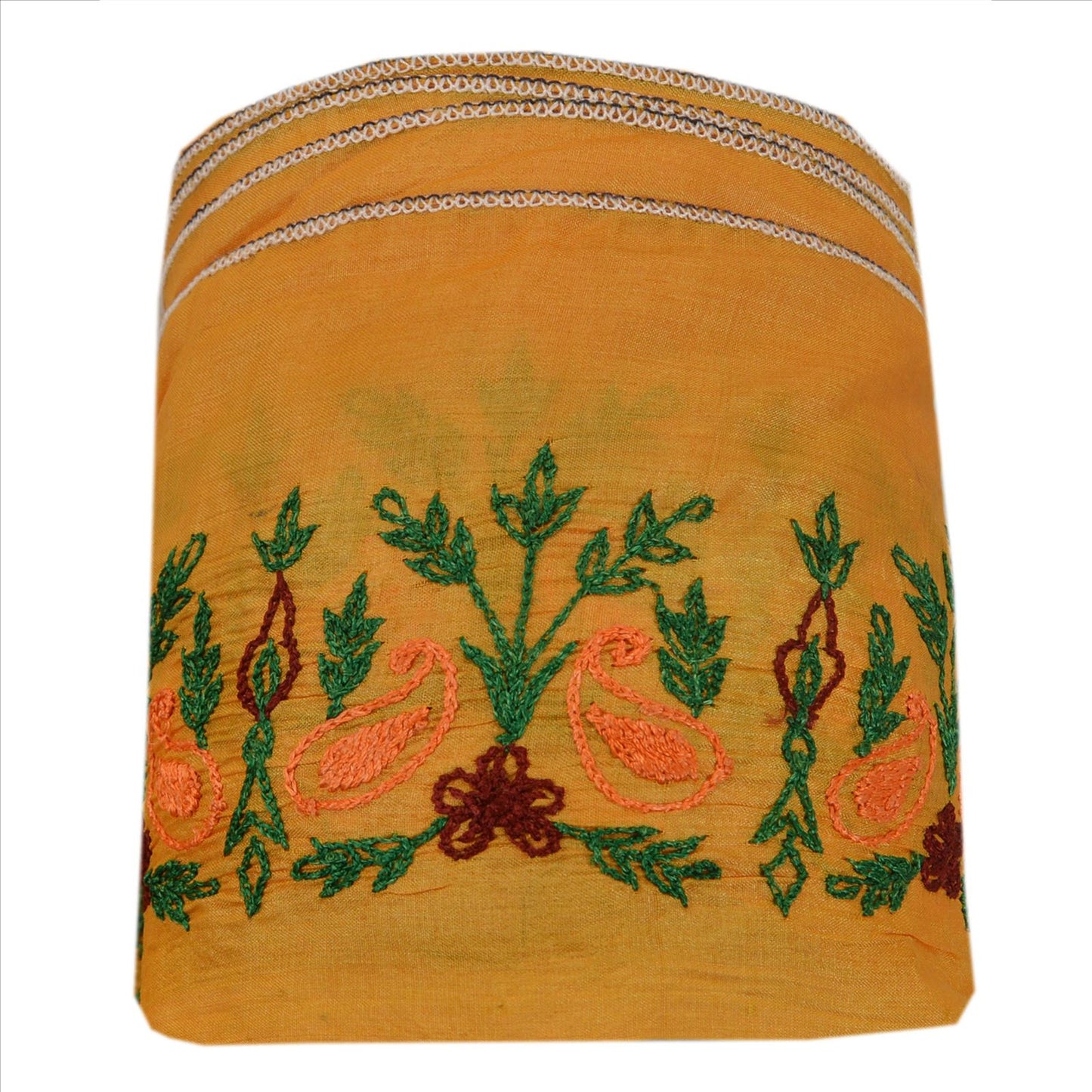 Sanskriti Vintage Sari Border Embroidered 1Yd Indian Trim Sewing Saffron Lace