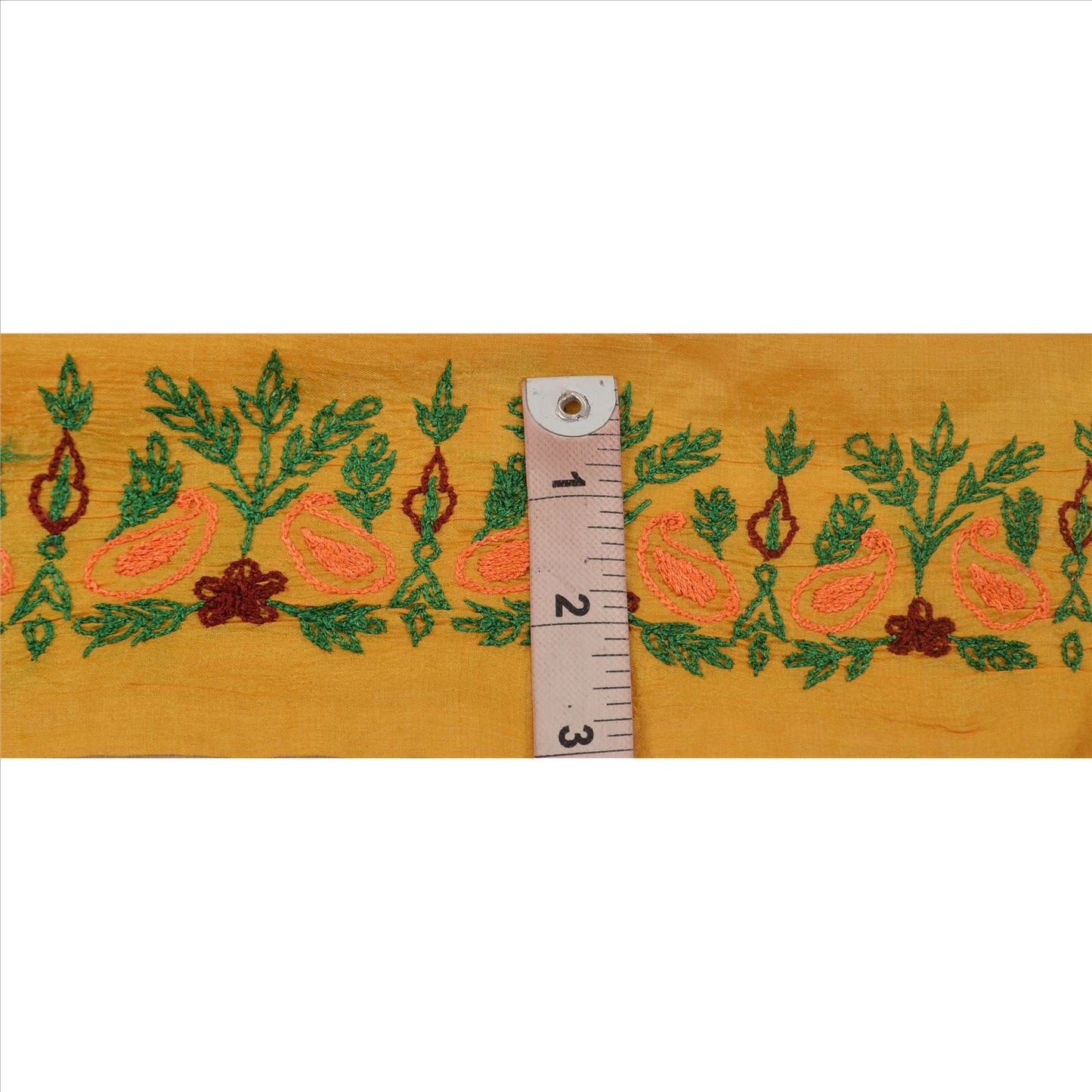 Sanskriti Vintage Sari Border Embroidered 1Yd Indian Trim Sewing Saffron Lace